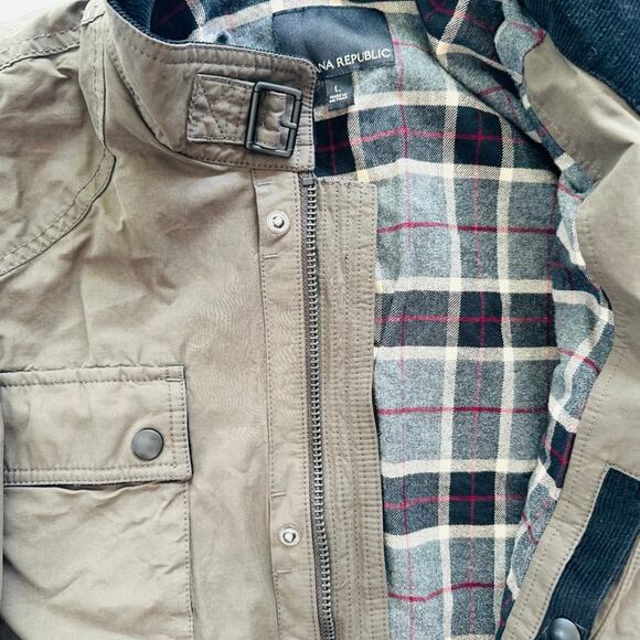 Banana Republic Waxed Barn Jacket Dark Green Size Large Water Resistant Cargo - Picture 5 of 10